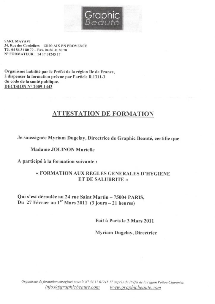 Charte d'hygiene